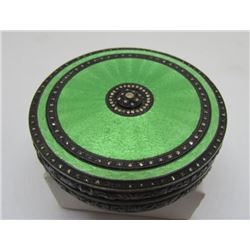 GUILLOCHE ENAMEL STERLING SILVER MARCASITE CASE