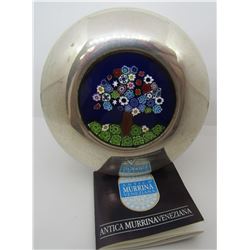 MILLEFIORI GLASS STERLING SILVER MURANO BOX PILL
