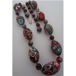 VENETIAN GLASSWORK MURANO MILLEFIORI BEAD NECKLACE