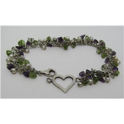 BRACELET AMETHYST PERIDOT PEARL STERLING SILVER