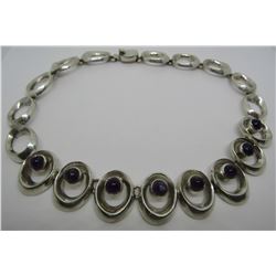 AMETHYST STERLING SILVER NECKLACE TAXCO MEXIC 123G