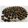 Image 1 : 34" TIGEREYE NECKLACE 8MM BEAD 14K GOLD
