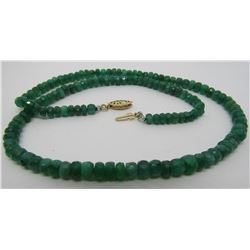 EMERALD BIROLETTE BEAD NECKLACE 14K YELLOW GOLD