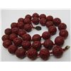 Image 1 : 17MM CARVED 30" CINNABAR BEAD NECKLACE & EARRINGS