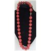 Image 2 : 17MM CARVED 30" CINNABAR BEAD NECKLACE & EARRINGS