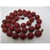 Image 3 : 17MM CARVED 30" CINNABAR BEAD NECKLACE & EARRINGS