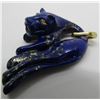 Image 1 : DIAMOND LAPIS CAT PANTHER 14K GOLD NECKLACE PENDAN