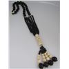 Image 4 : 36" ONYX 14K GOLD PEARL CARVED NECKLACE