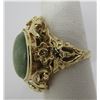 Image 2 : JADE RING 14K YELLOW GOLD FILIGREE