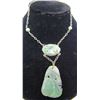 Image 1 : CARVED JADE STERLING SILVER PENDANT NECKLACE