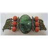 Image 2 : ANTIQUE JADE CORAL BRACELET GOLD STERLING SILVER