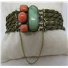 Image 3 : ANTIQUE JADE CORAL BRACELET GOLD STERLING SILVER