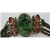 Image 4 : ANTIQUE JADE CORAL BRACELET GOLD STERLING SILVER
