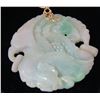 Image 5 : CARVED JADE PHOENIX DRAGON 14K GOLD CORAL NECKLACE