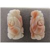 Image 1 : CARVED CORAL FLORAL EARRINGS 14K GOLD