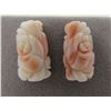Image 3 : CARVED CORAL FLORAL EARRINGS 14K GOLD