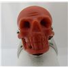 Image 2 : CARVED CORAL SKULL PLATINUM RING