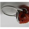 Image 3 : CARVED CORAL SKULL PLATINUM RING