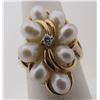 Image 1 : 8 PEARL DIAMOND RING 14K GOLD CLUSTER 6 GRAMS