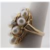 Image 2 : 8 PEARL DIAMOND RING 14K GOLD CLUSTER 6 GRAMS