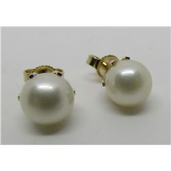 7.5MM PEARL STUD EARRINGS 14K GOLD