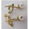 Image 3 : 46 DIAMOND ENCRUSTED PEARL EARRINGS 14K GOLD