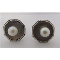 ELEGANT PEARL CUFFLINKS STERLING SILVER LINKS