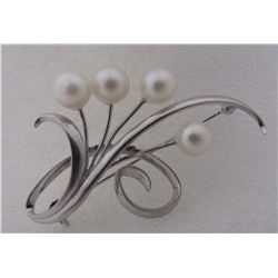 MIKIMOTO 7-8MM PEARL PIN STERLING SILVER BROOCH