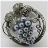 Image 1 : 15 GREY PEARL PIN STERLING SILVER BROOCH GRAPEVINE