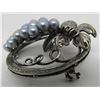 Image 2 : 15 GREY PEARL PIN STERLING SILVER BROOCH GRAPEVINE