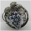 Image 4 : 15 GREY PEARL PIN STERLING SILVER BROOCH GRAPEVINE