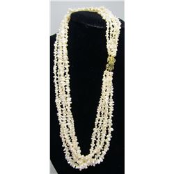 EMERALD 14K GOLD 5 STRAND PEARL NECKLACE 21"