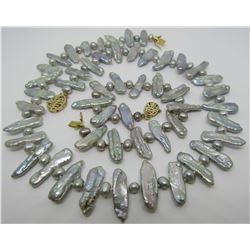 18" PEARL NECKLACE & 7.5" BRACELET 14K GOLD