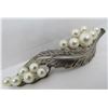 Image 3 : HUGE 13 PEARL 8MM PIN STERLING SILVER BROOCH