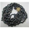 Image 3 : 5 STRAND BLACK PEARL NECKLACE 14K GOLD