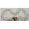 Image 5 : SAPPHIRE 14K GOLD PEARL NECKLACE 6 STRAND