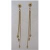 Image 3 : 14K GOLD EARRINGS 3 ROW DANGLE TASSLE