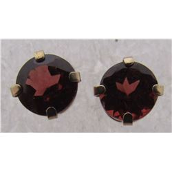 GARNET STUD EARRINGS 10K YELLOW GOLD