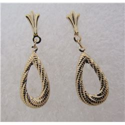 14K GOLD EARRINGS DANGLE PEAR SHAPED