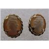 Image 1 : 14K GOLD CAMEO EARRINGS CARVED SHELL