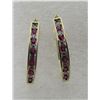 Image 1 : 12 RUBY & 12 DIAMOND HOOP EARRINGS 14K GOLD