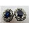Image 1 : BLUE SAPPHIRE & 96 DIAMOND EARRINGS 10K WHITE GOLD