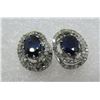 Image 3 : BLUE SAPPHIRE & 96 DIAMOND EARRINGS 10K WHITE GOLD