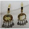 Image 3 : 5CT CTRINE 10 DIAMOND EARRINGS 14K GOLD