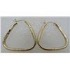 Image 1 : TRIANGLE DIAMOND CUT HOOP EARRINGS 14K GOLD