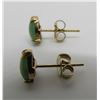 Image 2 : GENUINE GREEN APPLE JADE STUD EARRINGS 14K GOLD