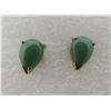 Image 3 : GENUINE GREEN APPLE JADE STUD EARRINGS 14K GOLD