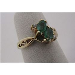 EMERALD DIAMOND RING 14K YELLOW GOLD