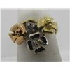 Image 1 : TRICOLOR DIAMOND FLORAL RING 14K GOLD