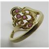 Image 2 : 4 RUBY 2 DIAMOND RING 14K GOLD CLUSTER ARTCARVED